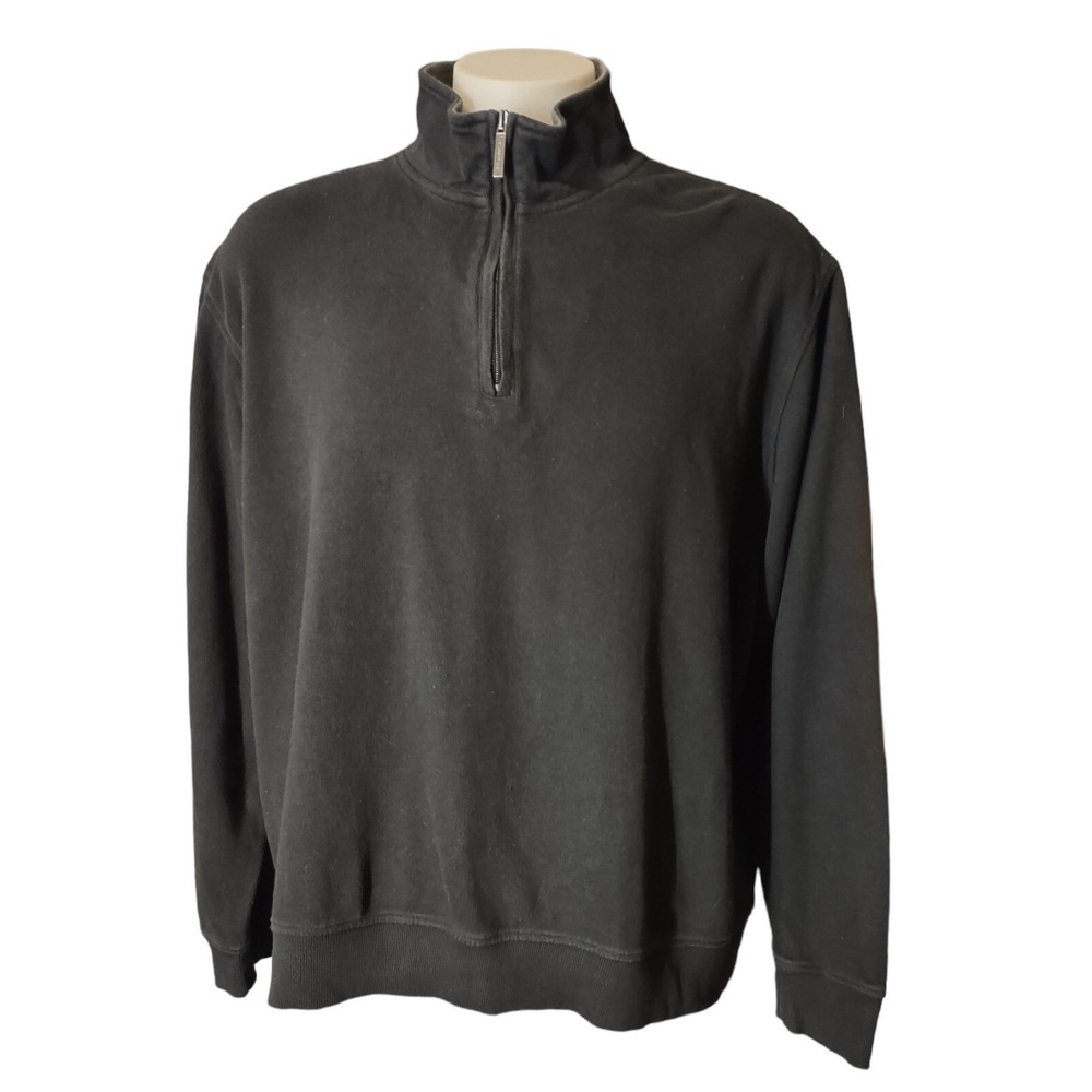 Van Heusen Quarter Zip Pullover XXL Mens Norm Core Relaxed Fit Retro 5058335 Blk